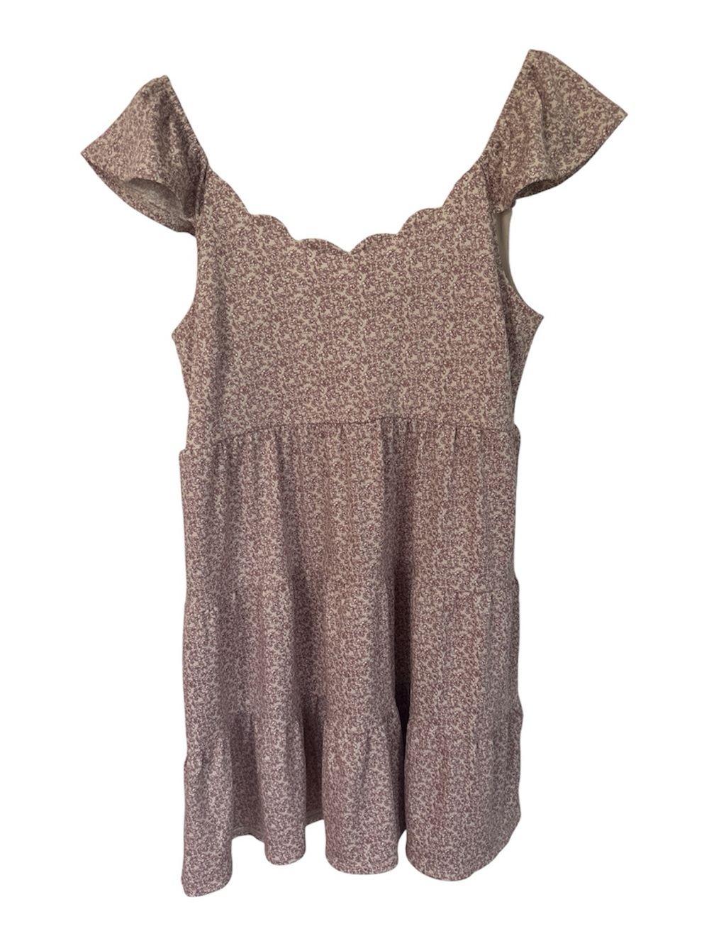 Monteau Mauve Ditsy Floral Scallop Neck Sundress